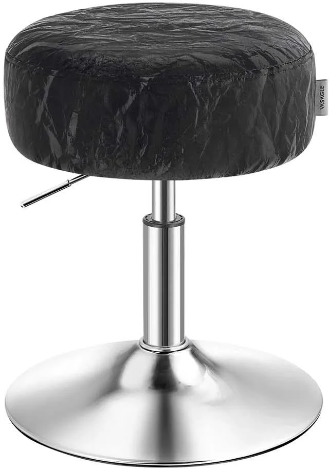 Tabouret de maquillage réglable en hauteur 38 x 44-60 cm assise ergonomique design moderne en PU noir d'encre 12_0013024