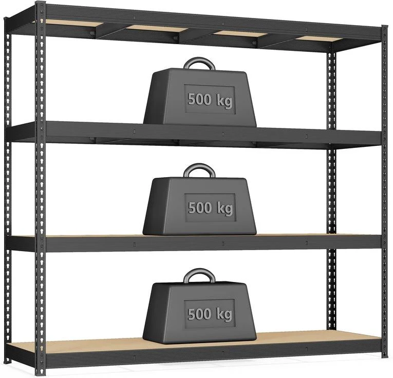 Étagère de rangement charge lourde 60 x 200 x 183 cm pour garage cave entrepôt design industriel en acier noir d'encre 12_0012904