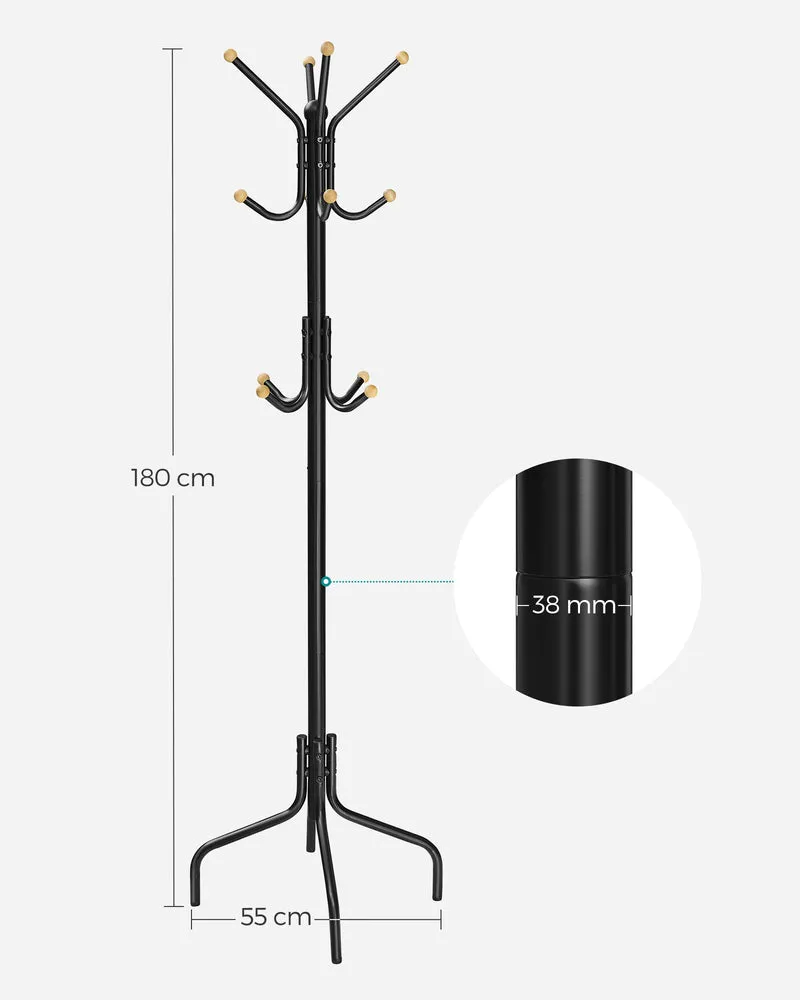 Porte-vêtements vertical design moderne 55 x 55 x 180 cm capacité 20 kg en acier noir 12_0011869