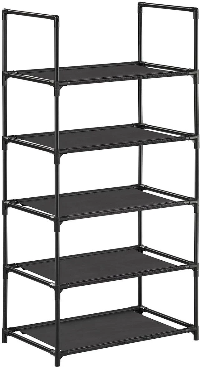 Étagère à chaussures 5 niveaux rangement entrée 45 x 28 x 89 cm capacité 5 kg design contemporain en métal noir 12_0010769
