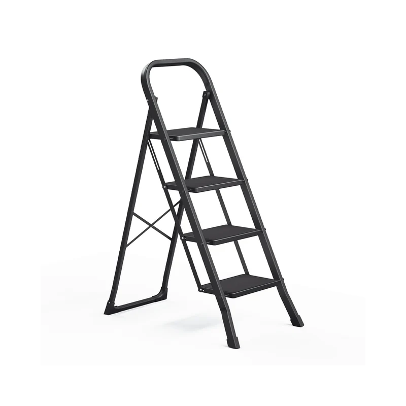 Échelle marchepied pliante 2 marches antidérapant 89 x 45 x 127 cm usage intérieur extérieur en acier noir 12_0008495