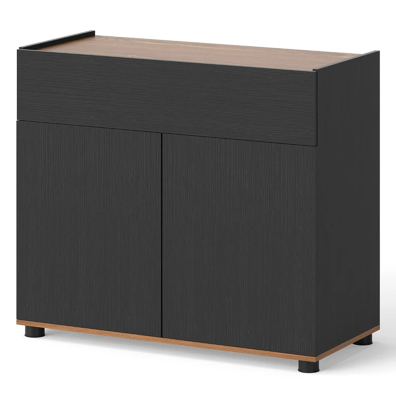 Buffet armoire moderne avec rangement 80 x 35 x 70 cm design épuré stabilité renforcée en MDF noir 20_0017522