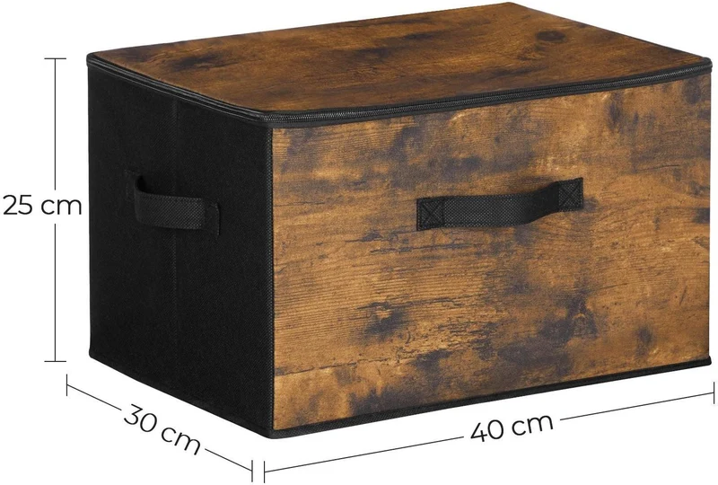 Lot de 3 boîtes de rangement empilables 40 x 30 x 25 cm en tissu Oxford marron 12_0011247