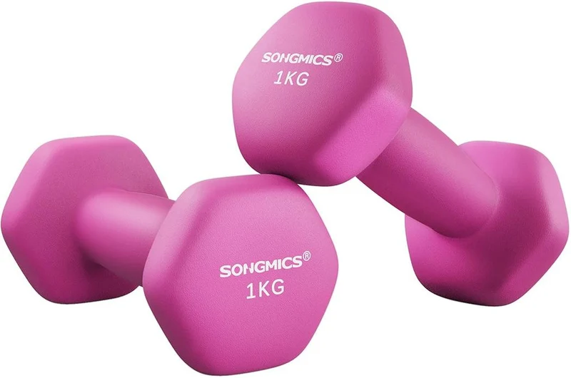 Lot de 2 haltères hexagonaux pour fitness entraînement salle de sport 13,5 x 6,5 cm en fer orange 12_0011037