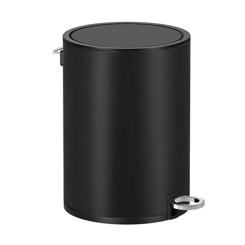 Poubelle avec pédale 23,8 x 18,8 x 25,7 cm pratique pour salle de bain bureau chambre en acier noir 12_0008741