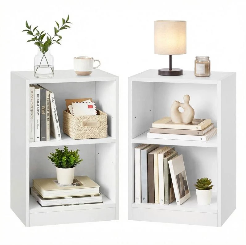 Table de chevet double usage avec étagère réglable 30 x 40 x 60 cm pratique pour chambre salon en aggloméré blanc nuage 12_0012225