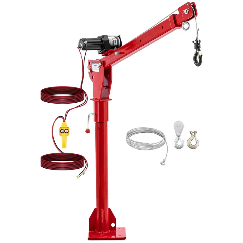 Grue pick up avec treuil professionne 12 v 800 kg 360° acier inoxydable acier rouge 14_0009130
