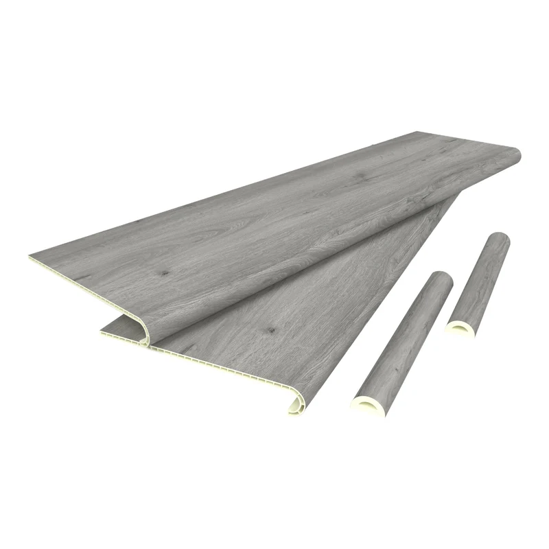 Lot de 2 revêtements d'escalier 120 x 32 cm effet chêne gris 03_0009698