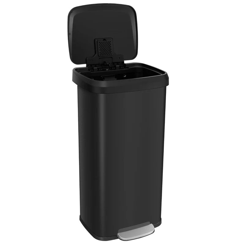 Poubelle à pédale 40 x 38 x 78 cm grande capacité avec compartiment désodorisant et fermeture silencieuse en acier inoxydable noir 20_0018628