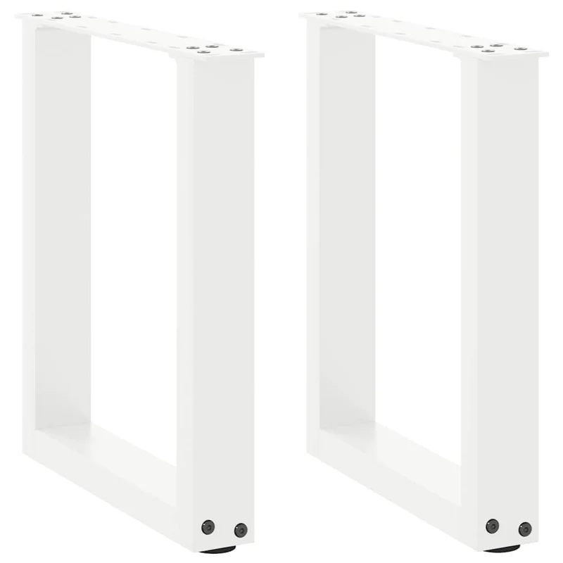 Lot de 2 pieds de table basse en U avec niveleurs réglables 28 x 42 cm design moderne en acier blanc 02_0057389