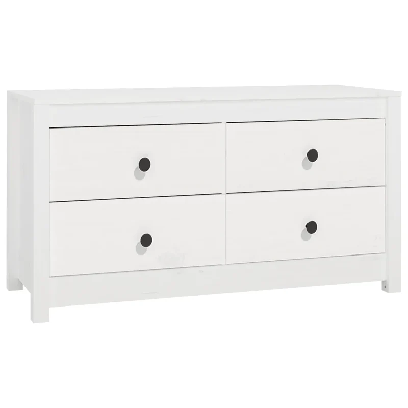 Armoire latérale pratique en bois 100 x 40 x 54 cm avec tiroirs spacieux style rustique en bois de pin blanc 02_0048465