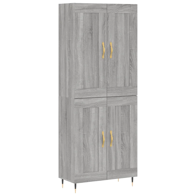 Buffet bahut commode armoire meuble de rangement organisateur cuisine salle de séjour salon haut sonoma 69,5 x 34 x 180 cm bois d'ingénierie gris 02_0035458