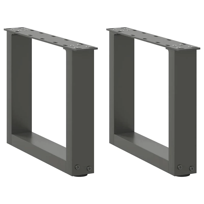 Lot de 2 pieds de table basse en U 40 x 30-31 cm avec niveleurs réglables design moderne en acier anthracite 02_0057374