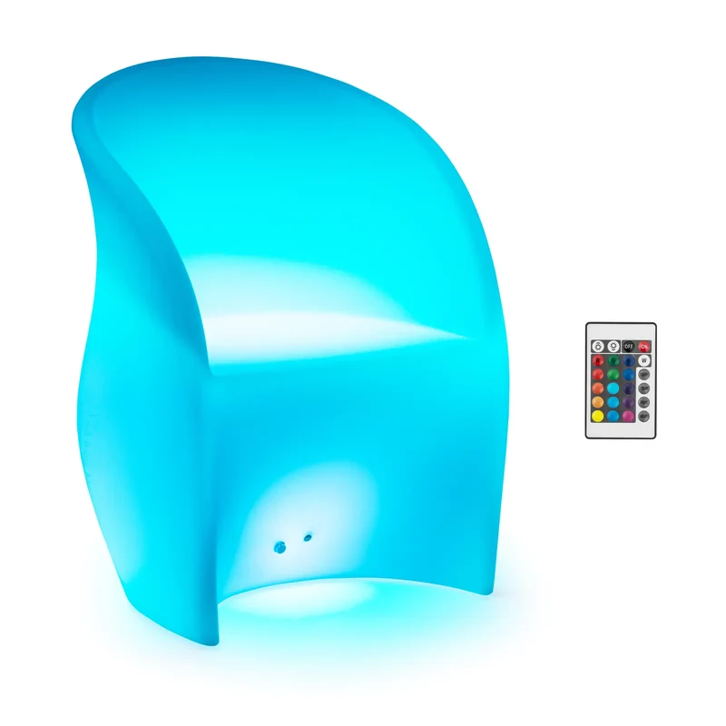 Fauteuil de jardin avec éclairage led coloré 80 x 60 cm PE blanc mat 14_0008985