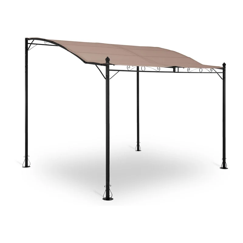 Pergola pavillon barnum tonnelle tente abri gazebo de jardin terrasse beige inclinée beige - 2,6 x 3 m 14_0000286