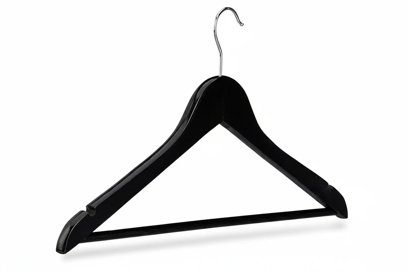 Lot de 10 cintre en bois avec traverse noir 13_0000730_2