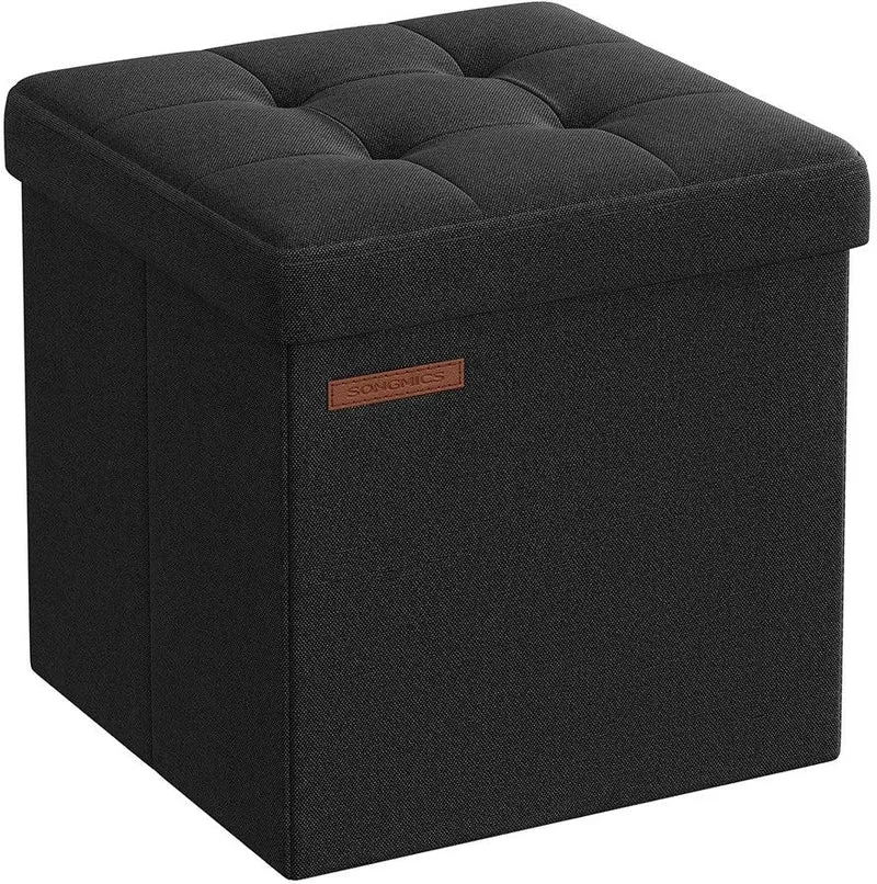 Lot de 2 bancs coffre rangement pouf intérieur 30 x 30 x 30 cm confortable style moderne en MDF noir 12_0010933