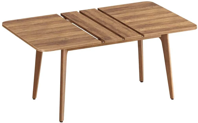 Table de salle à manger extensible 85 x 140/160/180 x 76,2 cm design épuré capacité 120 kg en bois d'hévéa marron miel 12_0012759