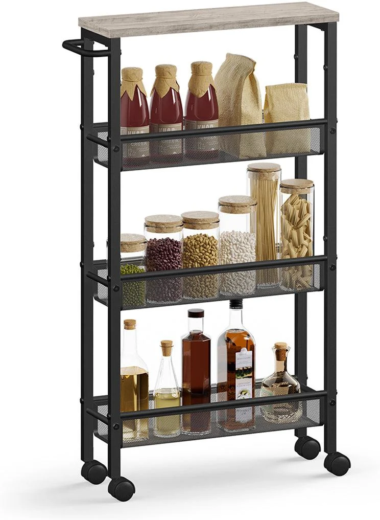 Desserte mobile chariot de service étagère rangement roulettes pivotantes 90 x 45 x 80 cm style rustique en métal marron 12_0010529