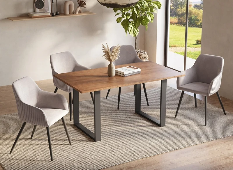 Table à manger rectangulaire couleur chêne 160cm LINE