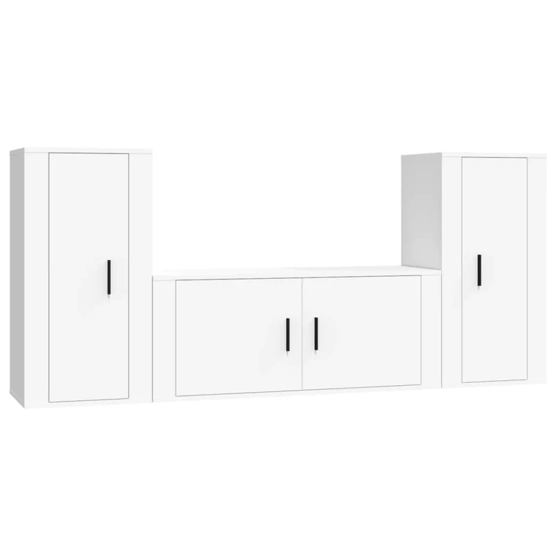 Ensemble de meubles armoire buffet TV télévision salon chambre séjour 3 pièces bois d'ingénierie blanc 02_0024486
