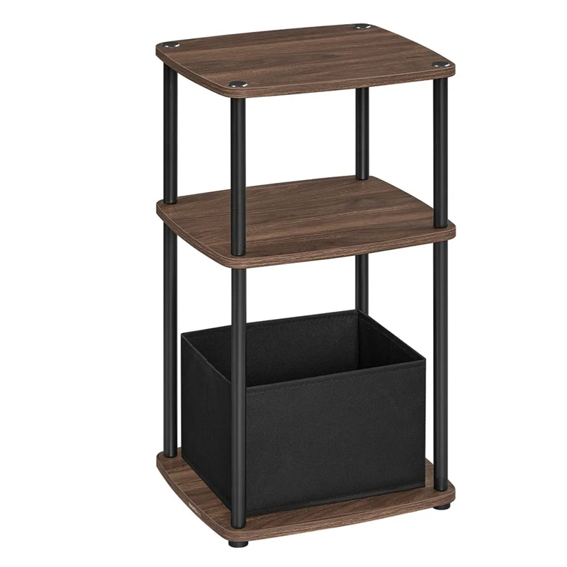 Table d’appoint table de chevet 3 étagère panier en tissu pour chambre salon cadre en acier 30 x 34 x 58 cm moderne marron 12_0006091