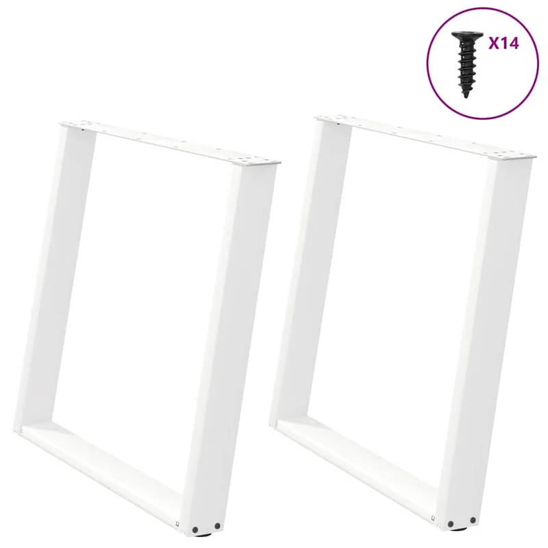 Lot de 2 pieds de table à manger en U design moderne 100 x 73 cm avec patins réglables en acier blanc 02_0057085