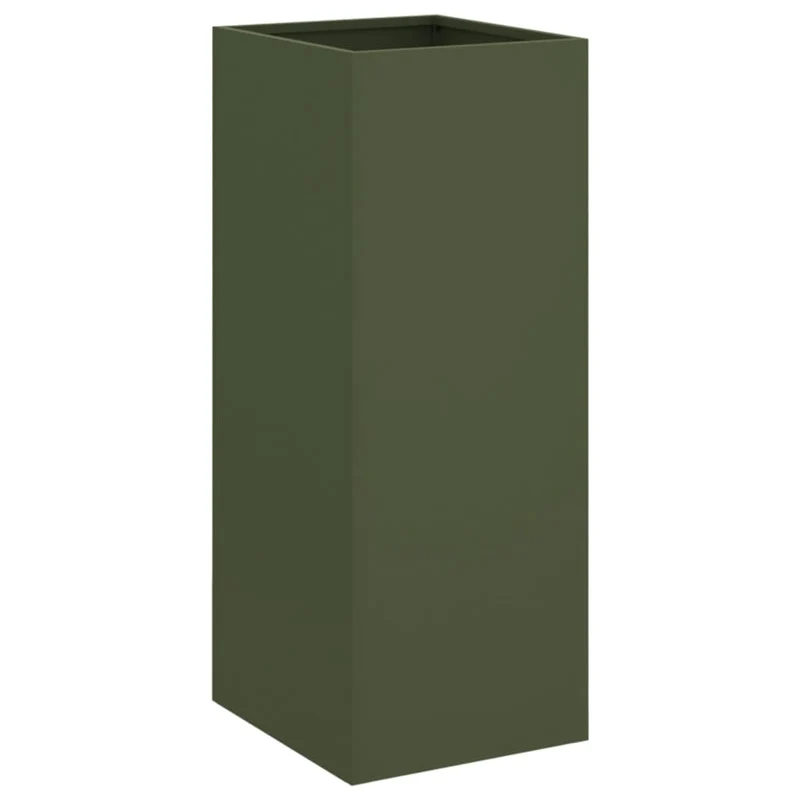 Jardinière bac lit surélevé plantes fleurs terrasse jardin olive 32 x 29 x 75 cm acier vert 02_0038693