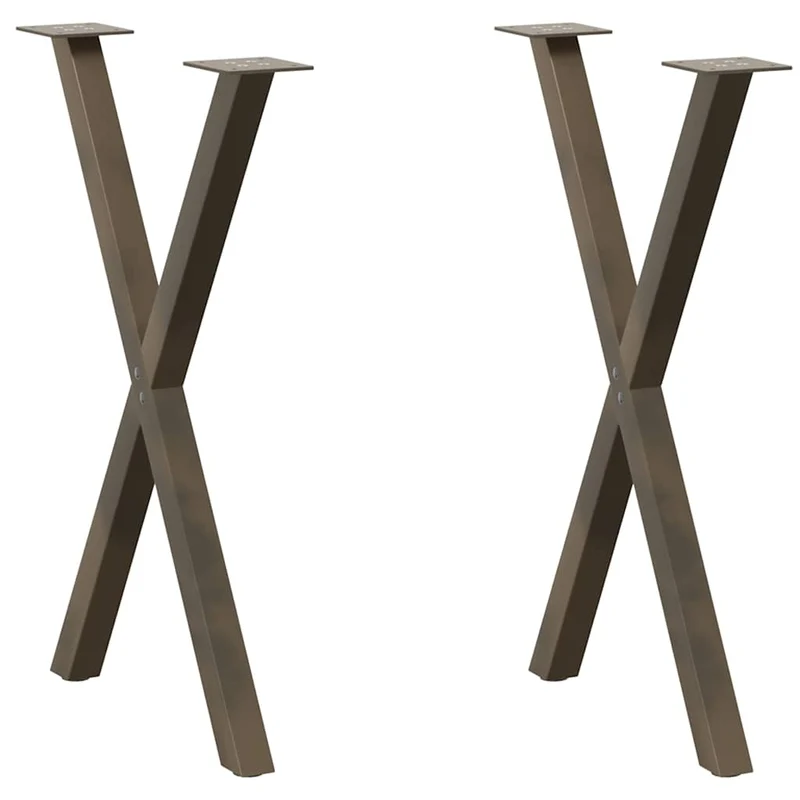 Lot de 2 pieds de table en forme de X pour table à manger 57 x 73 cm avec niveaux réglables design moderne en acier naturel 02_0057188