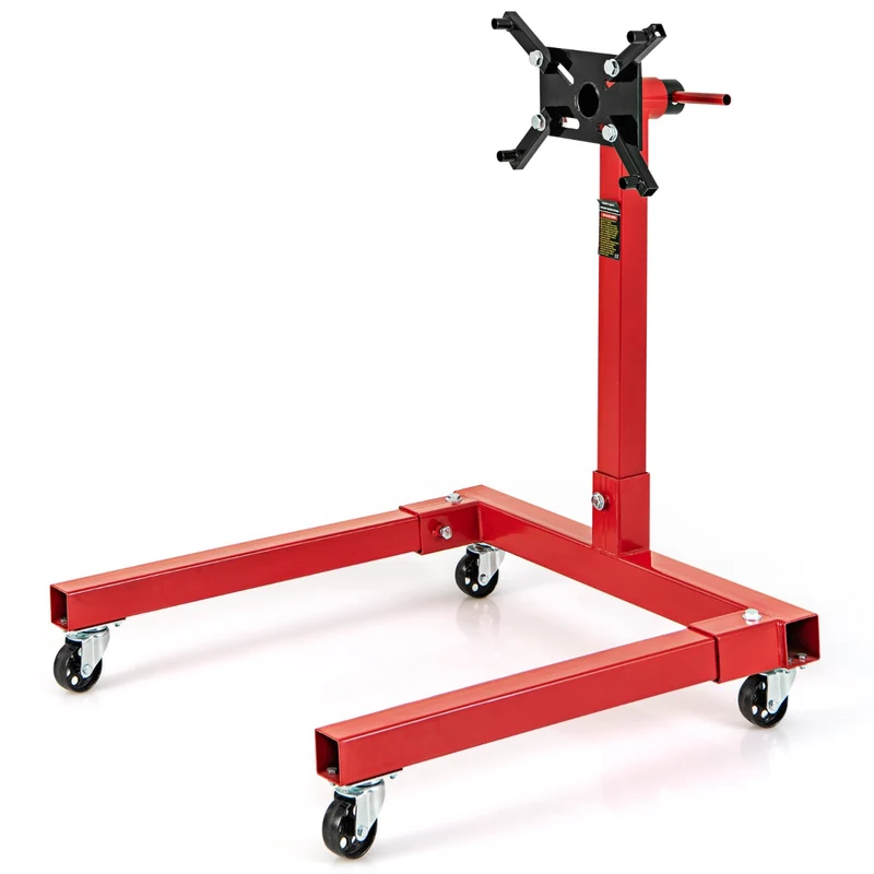 Support moteur avec tête rotative 360° 84,5 x 83 x 97 cm capacité de 680 kg roulettes en métal rouge 20_0009808