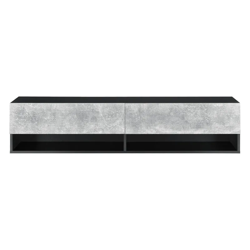 Étagère murale 2 portes meuble support TV rangement 140 cm noir effet béton 03_0005186