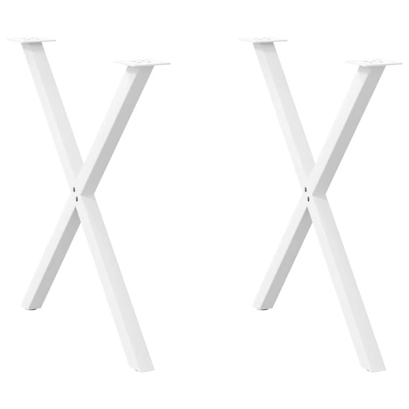 Lot de 2 pieds de table à manger en forme de X 70 x 72 cm robustes avec niveleurs blancs en acier 02_0057190