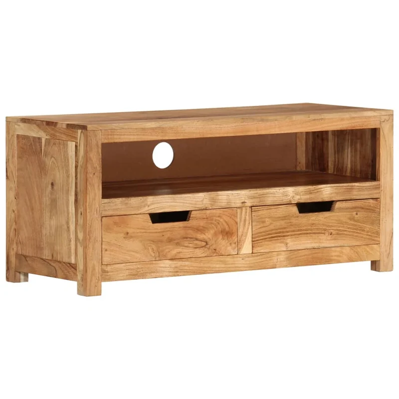 Meuble TV multimédia étagère télévision buffet téléviseur salle à manger salon chambre 88 x 35 x 40 cm bois d'acacia massif brun 02_0026324