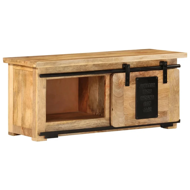 Meuble TV multimédia étagère télévision buffet téléviseur salle à manger salon chambre 90 x 35 x 40 cm bois massif de manguier brun 02_0026351