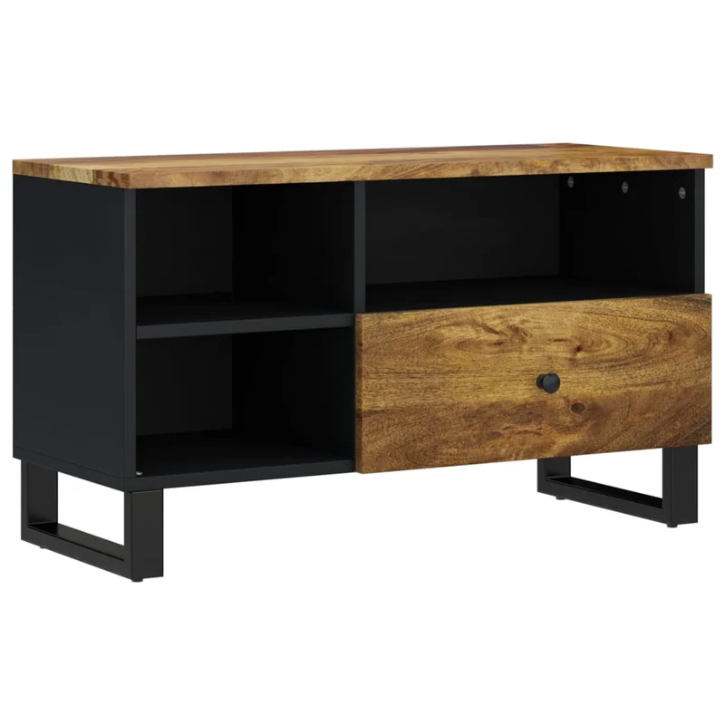 Meuble TV multimédia étagère télévision buffet téléviseur salle à manger salon chambre 80 x 33 x 46 cm bois de manguier et d'ingénierie brun 02_0026244