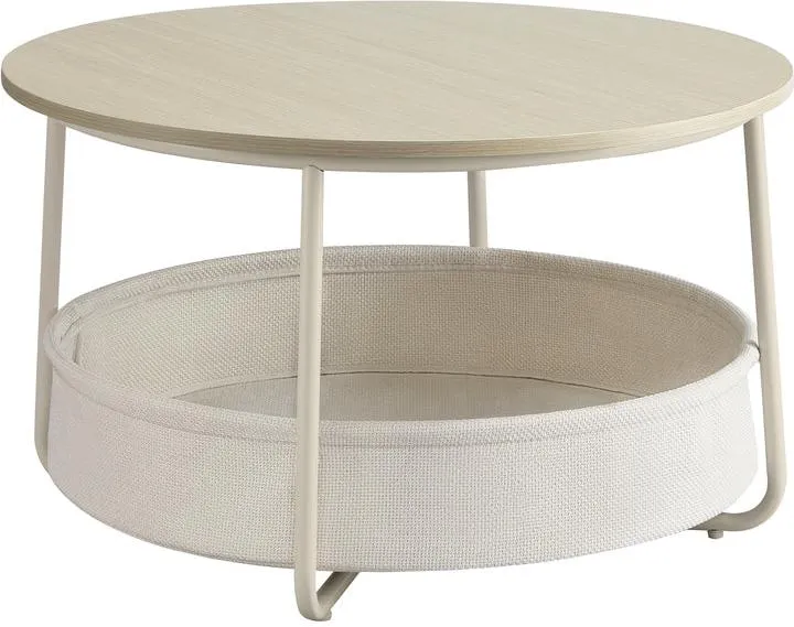 Table basse ronde moderne avec rangement 75 x 45 cm style épuré ambiance cosy en aggloméré noir 12_0012268