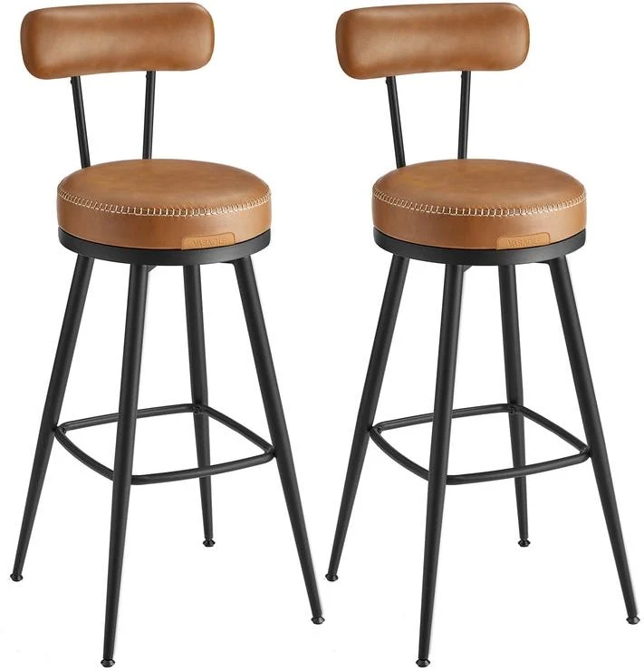 Lot de 2 tabourets de bar design moderne ergonomique 75 x 40 x 40 cm en PU noir 12_0011108