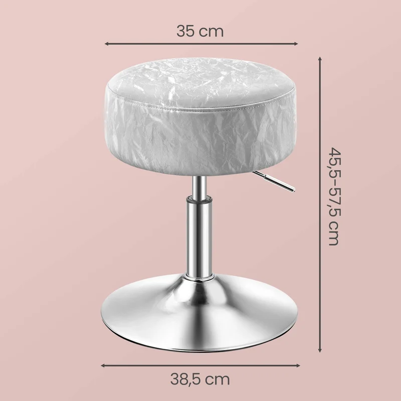 Tabouret de maquillage réglable en hauteur pivotant 38 x 44-60 cm assise confortable moderne en PU gris 12_0012680
