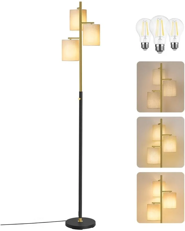 Lampadaire sur pied moderne avec intensité réglable 29 x 29 x 173 cm en acier noir 12_0012991