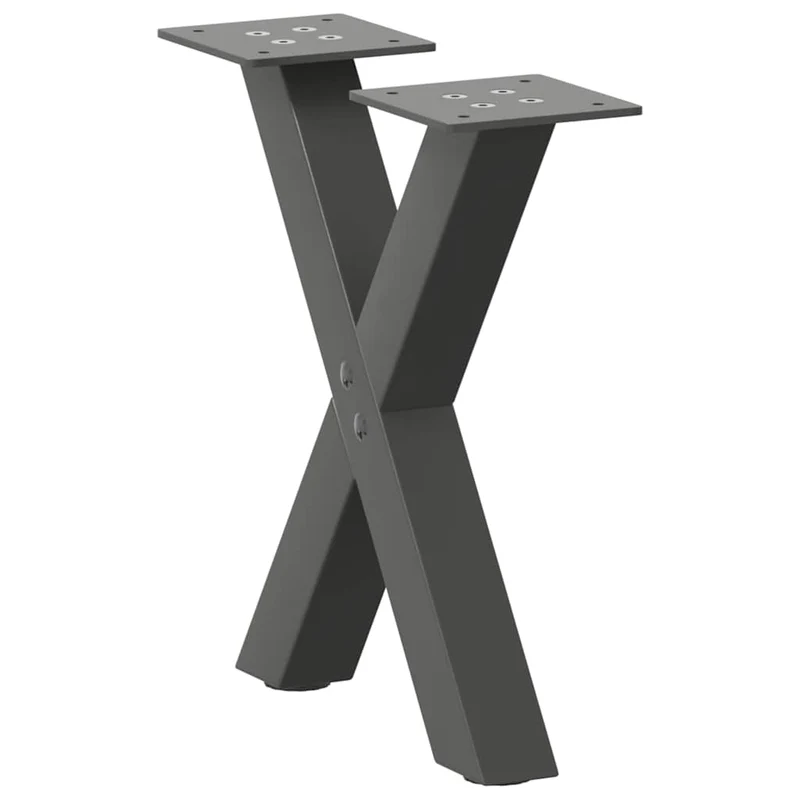 Lot de 2 pieds de table basse en forme de X 37 x 30 cm support robuste avec niveleurs réglables en acier anthracite 02_0057149