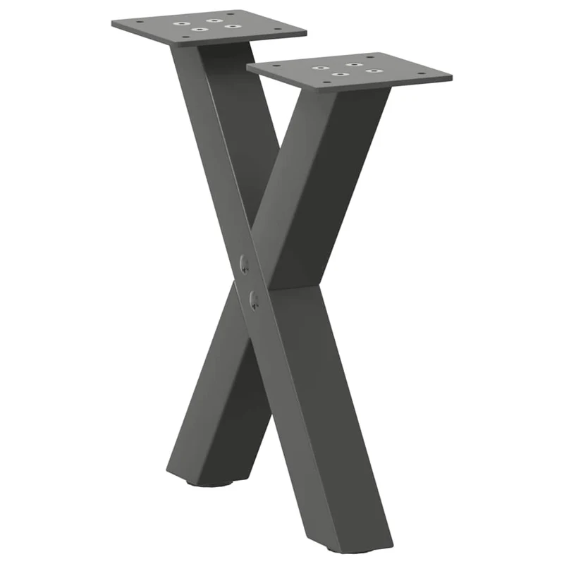 Lot de 2 pieds de table basse en forme de X 30 x 30 cm avec niveleurs réglables design moderne en acier anthracite 02_0057146