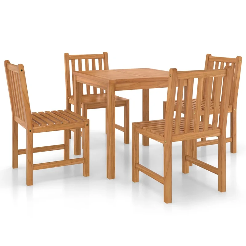 Ensemble de salle à manger de jardin meuble extérieur 5 pièces bois de teck solide 02_0013766