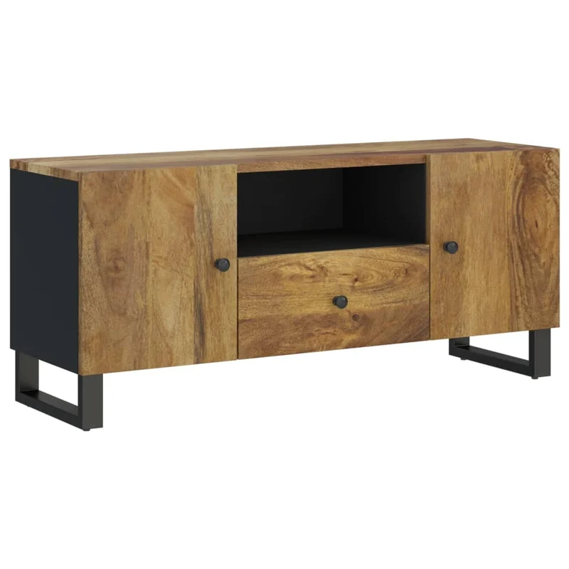 Meuble TV multimédia étagère télévision buffet téléviseur salle à manger salon chambre 105 x 33,5 x 46 cm bois de manguier et d'ingénierie brun 02_0025682