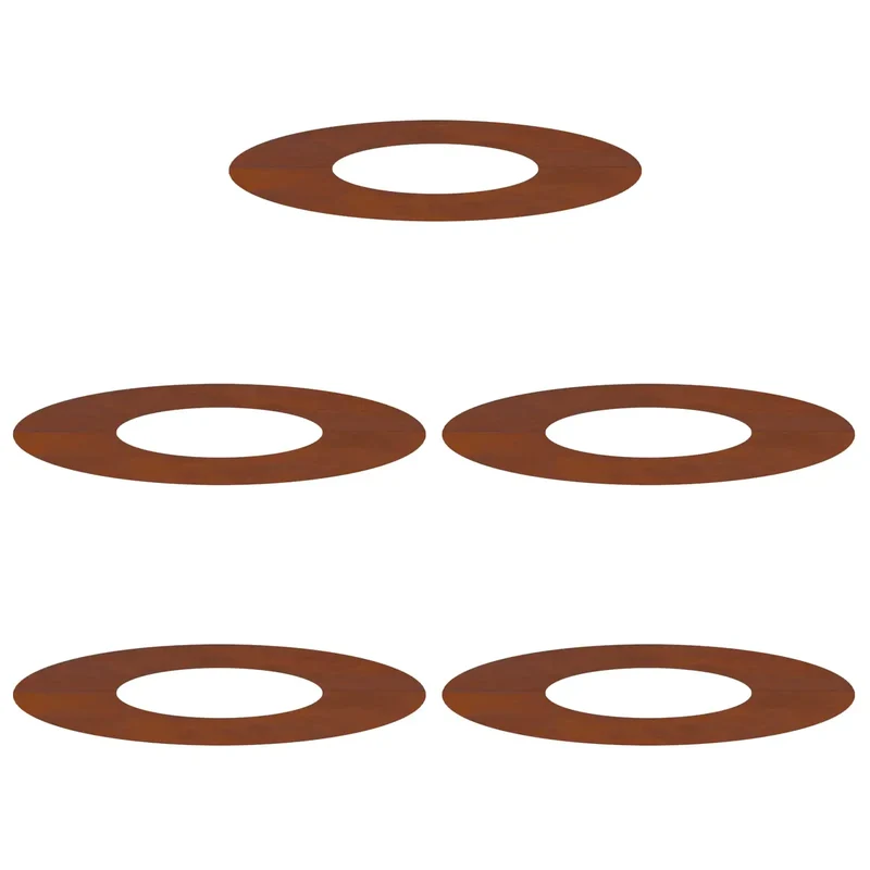 Lot de 5 anneaux d'arbre plats design moderne extérieur 60 x 60 cm en acier patiné marron 02_0052298