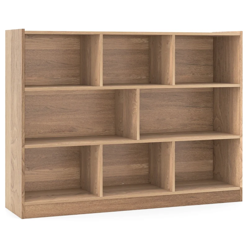 Bibliothèque enfants 3 niveaux 122 x 32 x 93 cm avec rangement pratique moderne en bois d'ingénierie naturel 20_0010673