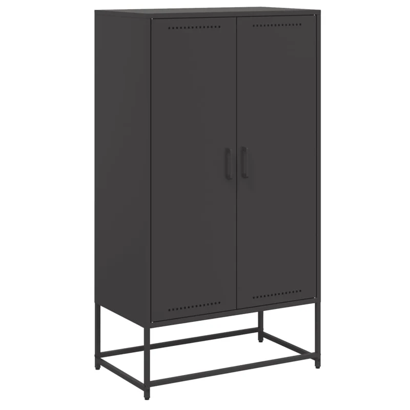 Buffet bahut commode armoire meuble de rangement organisateur cuisine salle de séjour salon haut 68,5 x 38,5 x 123,5 cm acier noir 02_0034958