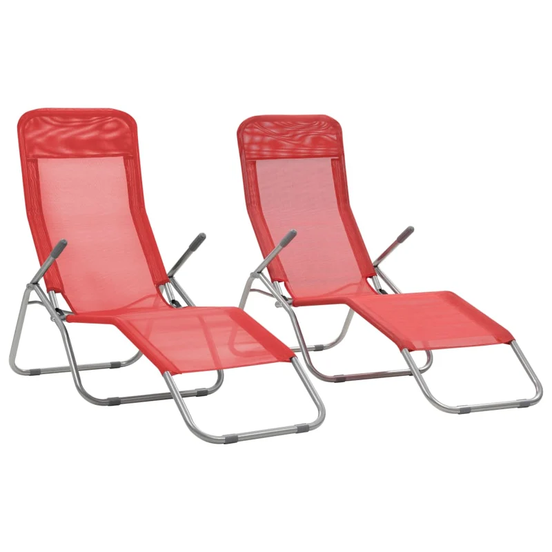 Chaises longues pliables 2 pièces textilène rouge 02_0011952