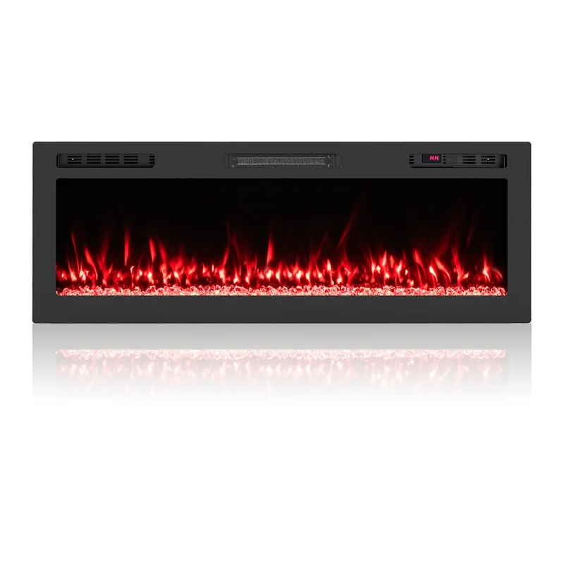 Cheminée électrique murale 91,4 x 10 x 46 cm chauffage 750W/1500W ambiance personnalisable moderne en métal noir 20_0017355