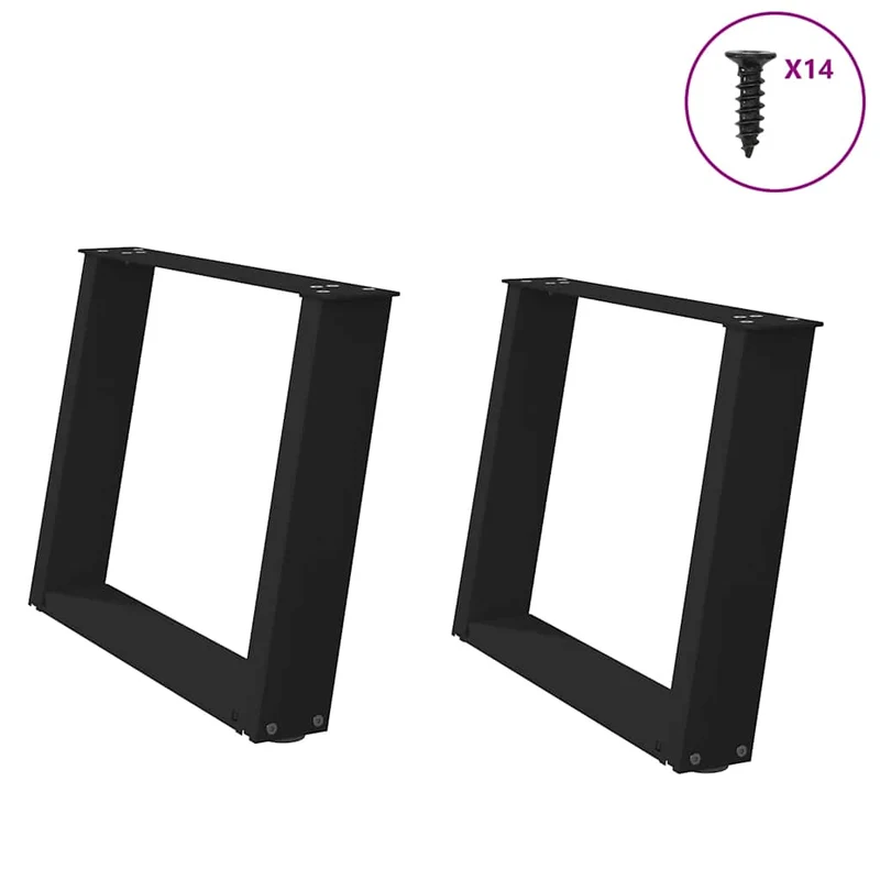 Lot de 2 pieds de table basse en U inclinés 60 x 43 cm support robuste réglable design moderne en acier noir 02_0057052
