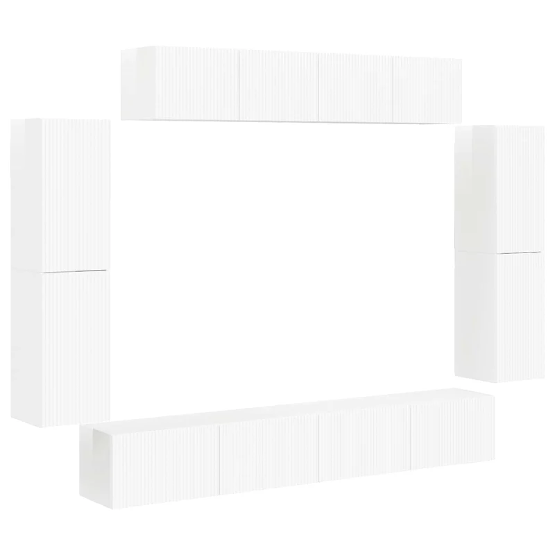 Meuble TV mural moderne rangement optimisé compact 98 x 31 x 29,5 cm en MDF blanc 02_0056203